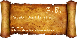 Pataky Boglárka névjegykártya